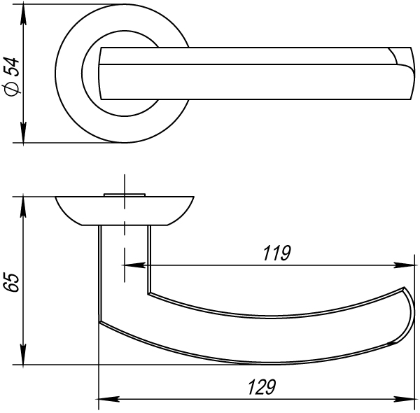 картинка Ручка раздельная ALFA AR SN/CP-3 матовый никель/хром, квадрат 8x140 мм, стяжки M4(10*50*50)