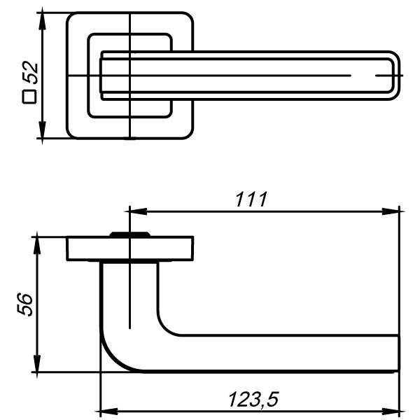 картинка Ручка раздельная NOVA QR CP/SN-8 хром/мат. никель, квадрат 8x130 мм, стяжки M4(10*50*30) - 2 шт.